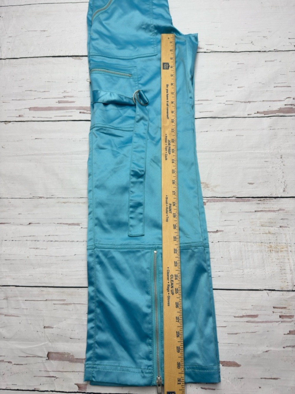 BDG Satin Flight Cargo Pants Blue Size 2 Y2K Streetwear - Picture 6 of 11